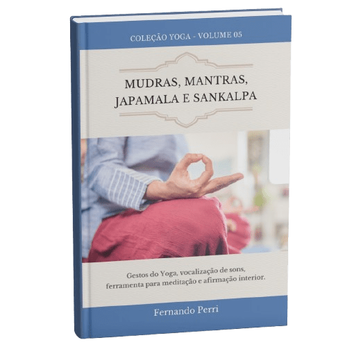livro introdutorio sobre mudras, mantras, japamala e sankalpa, que sao tecnicas para equilibrar a mente e espirito. gestos do yoga, vocalização de sons, ferramentas para meditação e afirmação interior faz parte do conteudo de