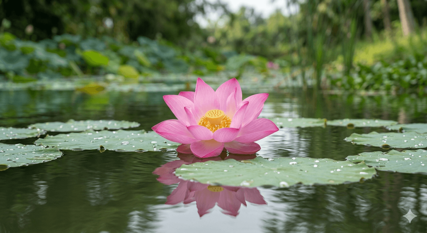 flor de lotus na agua representando meditacao positiva e poderosa